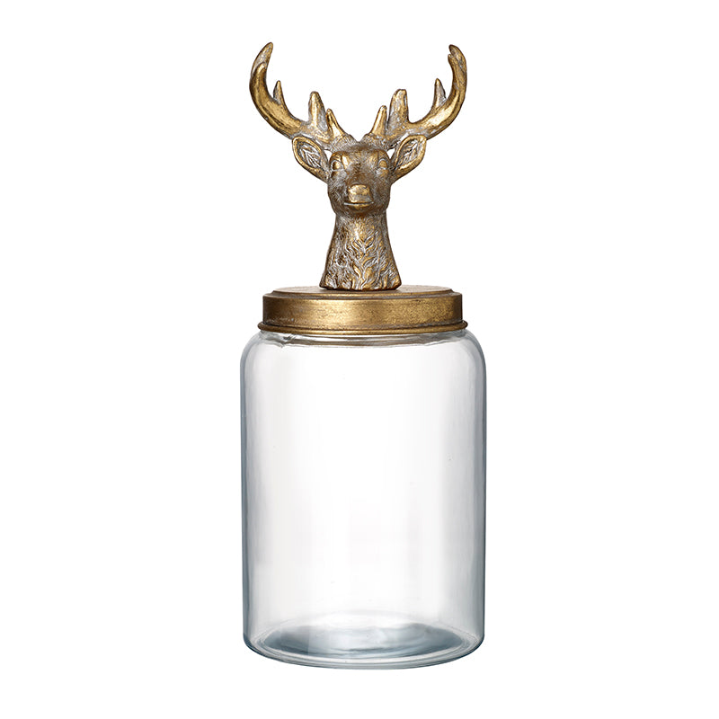 Large glass jar with gold stag lid – Heaven Sends