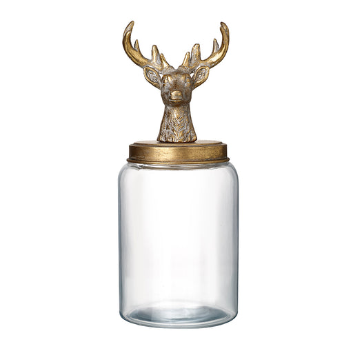 Large glass jar with gold stag lid – Heaven Sends