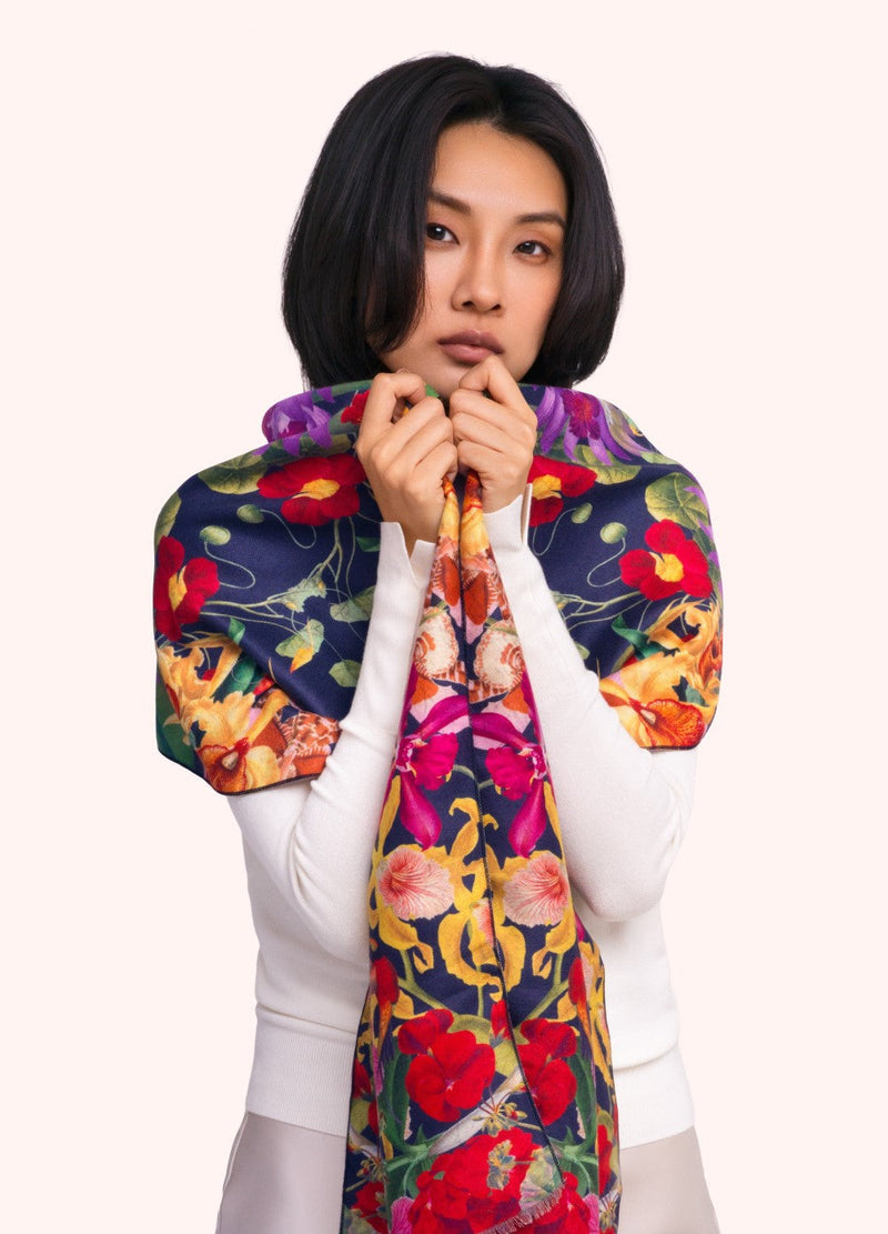 Botanical Kaleidoscope Lux Print Scarf by Powder worn by a model