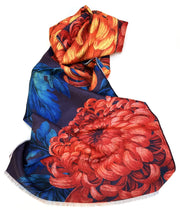 Chrysanthemum Lux Print Scarf by Powder styled on a plain background