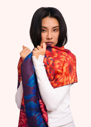 Chrysanthemum Lux Print Scarf by Powder worn by a model