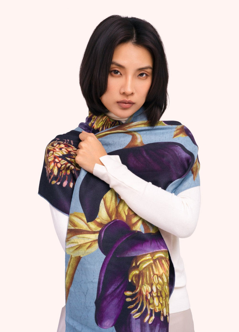 Hellebore Lux Print Scarf by Powder worn by a model