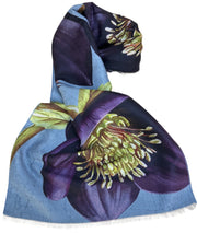 Hellebore Lux Print Scarf by Powder styled on a plain background