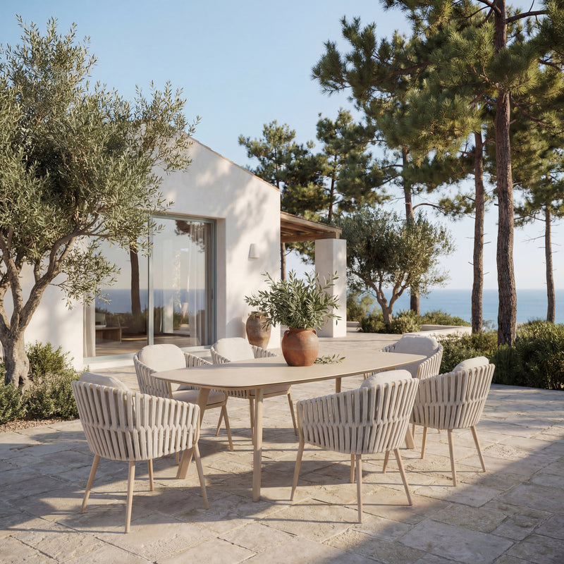 Eva 6 Seat Dining Set with Manolo Table