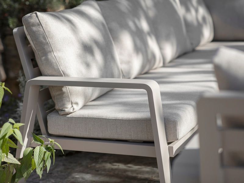 Prague L Shape Sofa with Piston Adjustable Rectangle Table, Bench & Chair - Latte