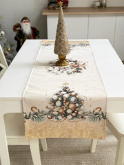 Limaso Champagne Gold Christmas tapestry table runner 45 x 140 cm