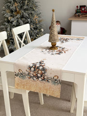 Limaso Champagne Gold Christmas Tapestry Table Runner – additional product view 2