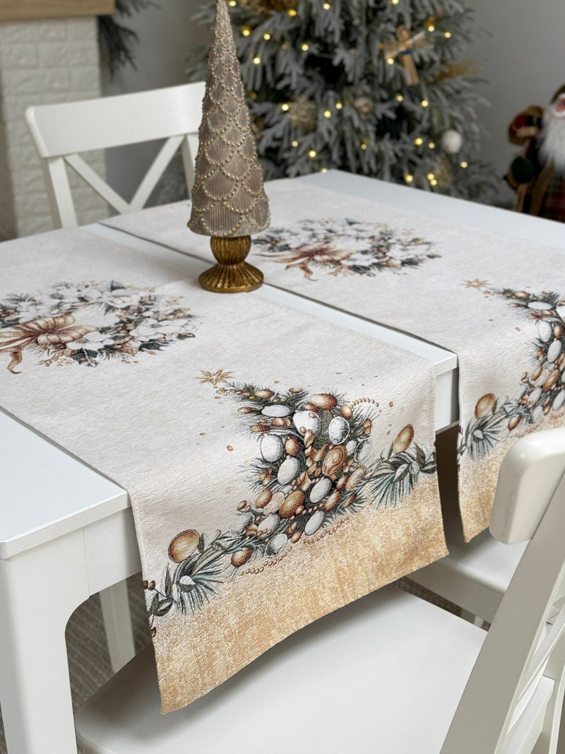 Limaso Champagne Gold Christmas Tapestry Table Runner – additional product view 4