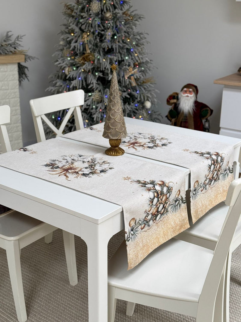 Limaso Champagne Gold Christmas Tapestry Table Runner – additional product view 5