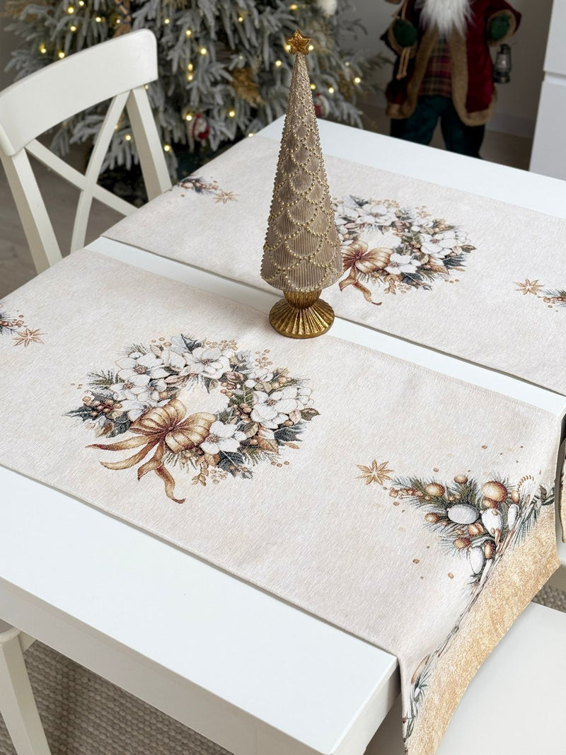 Limaso Champagne Gold Christmas Tapestry Table Runner – additional product view 6