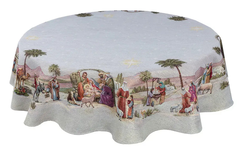 Limaso Bethlehem Miracle Nativity round Christmas tablecloth 160 cm