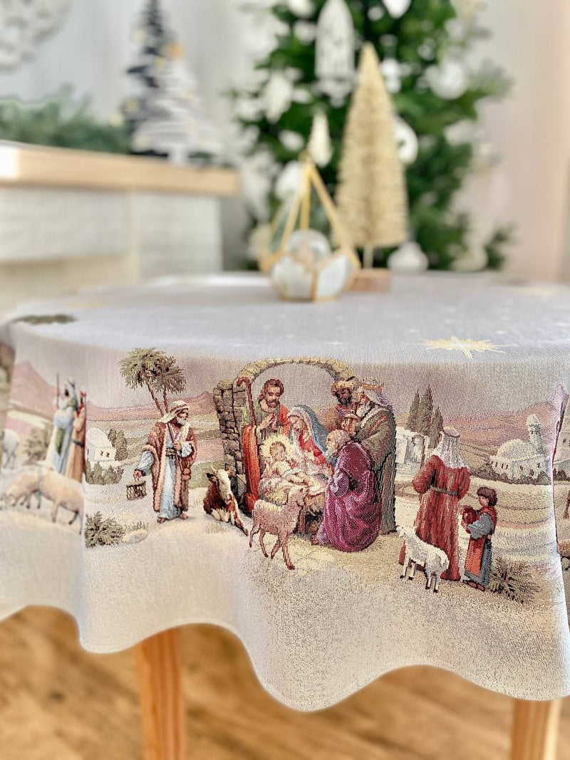 Limaso Bethlehem Miracle Nativity Round Christmas Tablecloth – additional product view 4