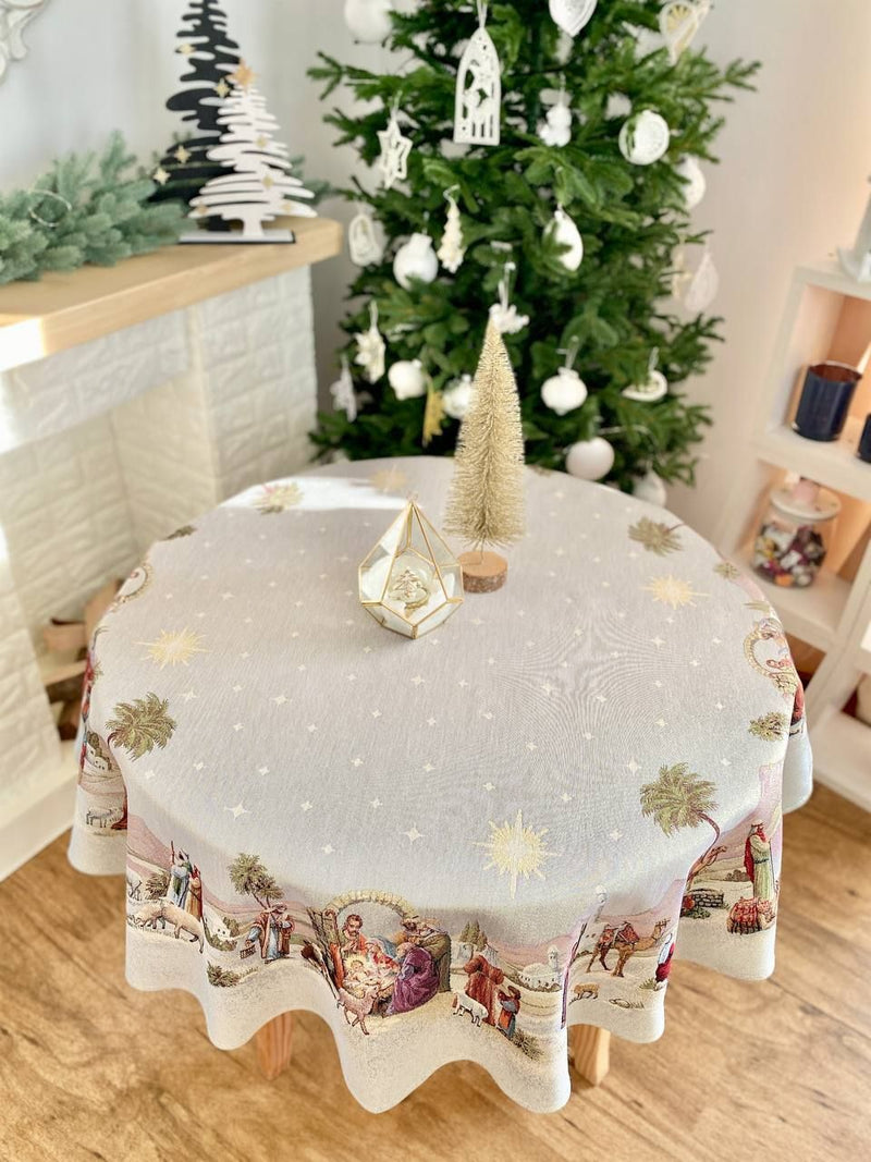 Limaso Bethlehem Miracle Nativity Round Christmas Tablecloth – additional product view 5