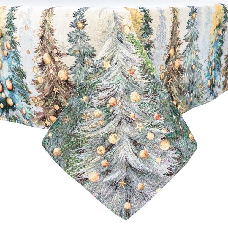 Limaso Evergreen Gold Christmas Tapestry Tablecloth – additional product view 2