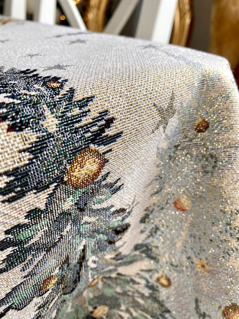 Limaso Evergreen Gold Christmas Tapestry Tablecloth – additional product view 5