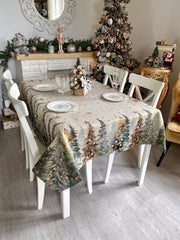 Limaso Evergreen Gold Christmas Tapestry Tablecloth – additional product view 7