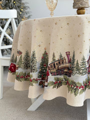 Limaso Ivory Christmas Round Tapestry Tablecloth – additional product view 4