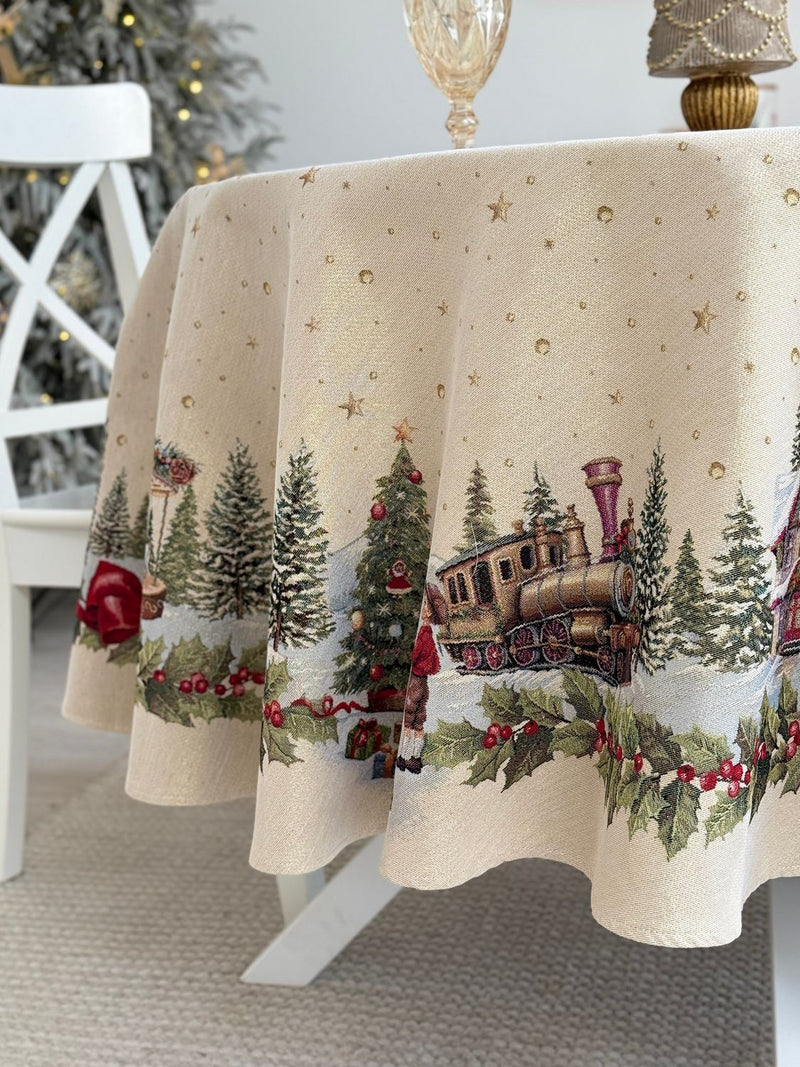 Limaso Ivory Christmas Round Tapestry Tablecloth – additional product view 4