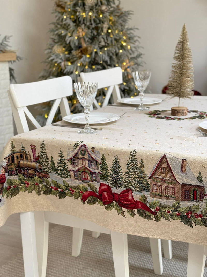 Limaso Ivory Christmas Tapestry Tablecloth – additional product view 4