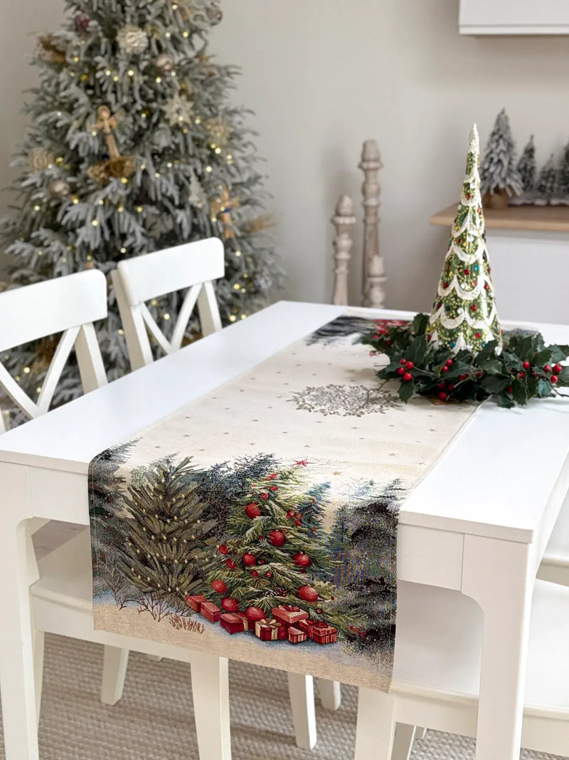 Limaso Evergreen Sparkle Christmas tapestry table runner 45 x 140 cm