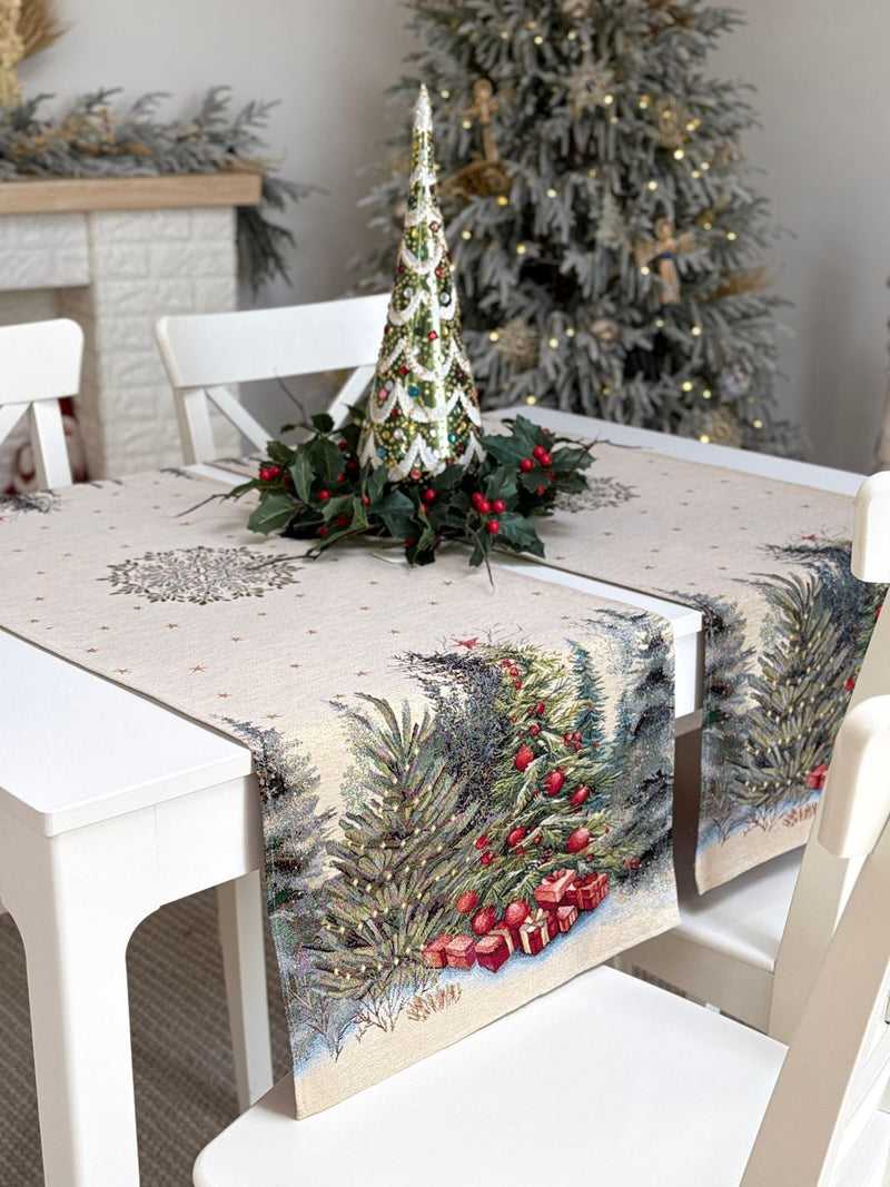Limaso Evergreen Sparkle Christmas Tapestry Table Runner – additional product view 5