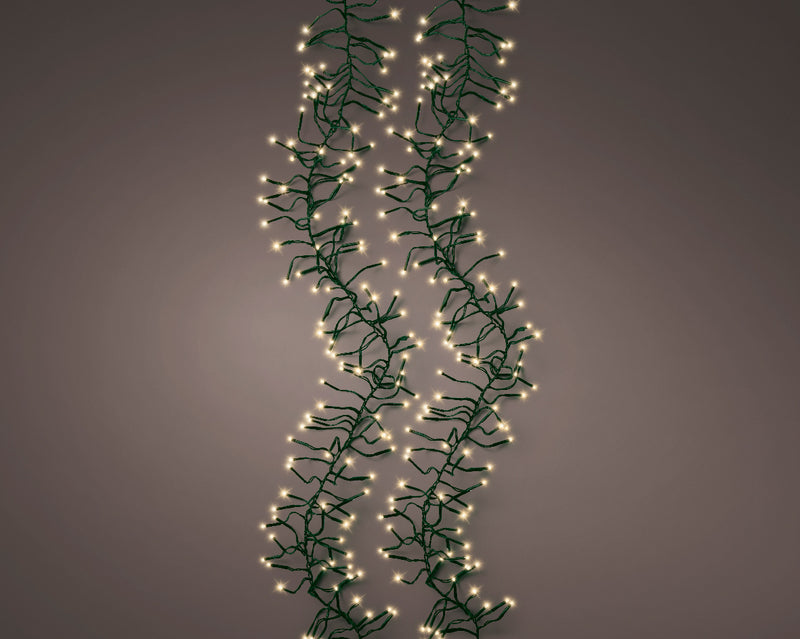 Lumineo Cluster Twinkle 1128 Soft Gold Christmas Lights Green Cable 10.5m