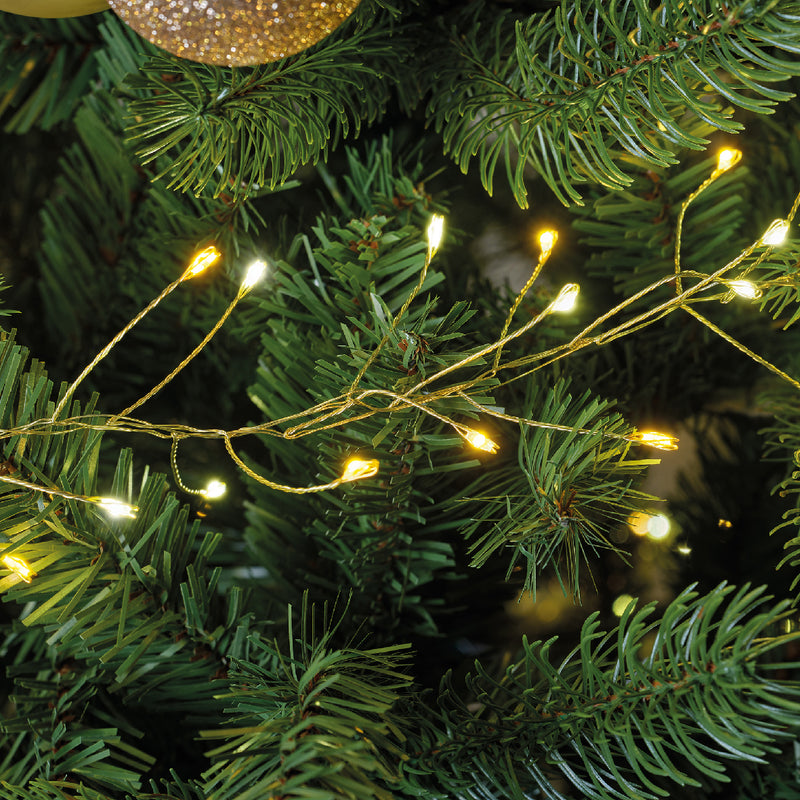 Lumineo Compact Twinkle 960 Micro Wire Warm White/Classic Warm Christmas Lights With Gold Cable 12m