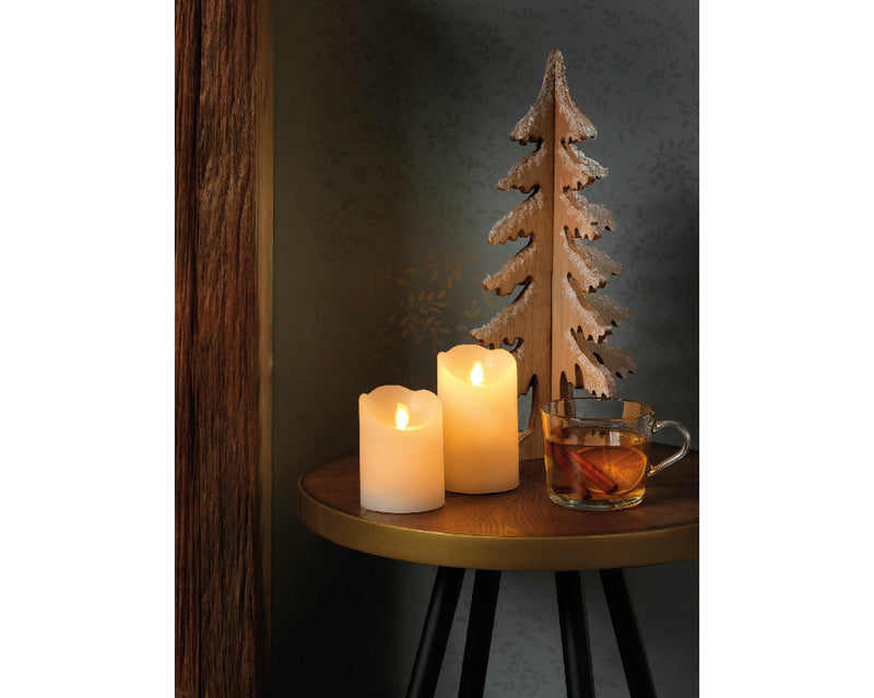 Lumineo LED Flameless Christmas Candle Cream Wax Battery Operated (12.5cm x 7.5cm)