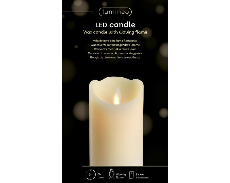 Lumineo LED Flameless Christmas Candle Cream Wax Battery Operated (12.5cm x 7.5cm)