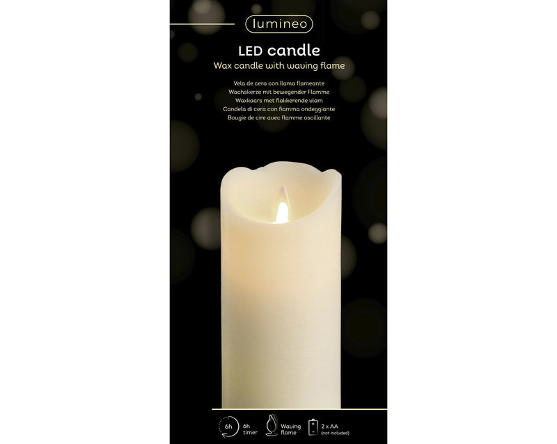 Lumineo LED Flameless Christmas Candle Cream Wax Battery Operated (15cm x 7.5cm)