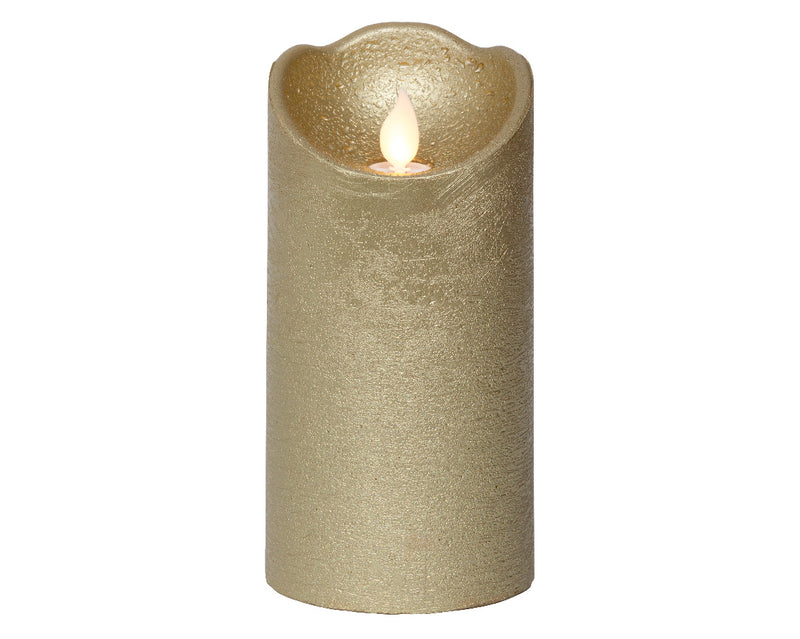 Lumineo  LED Flameless Christmas Candle Rustic Gold Wax Battery Operated (15cm x 7.5cm)