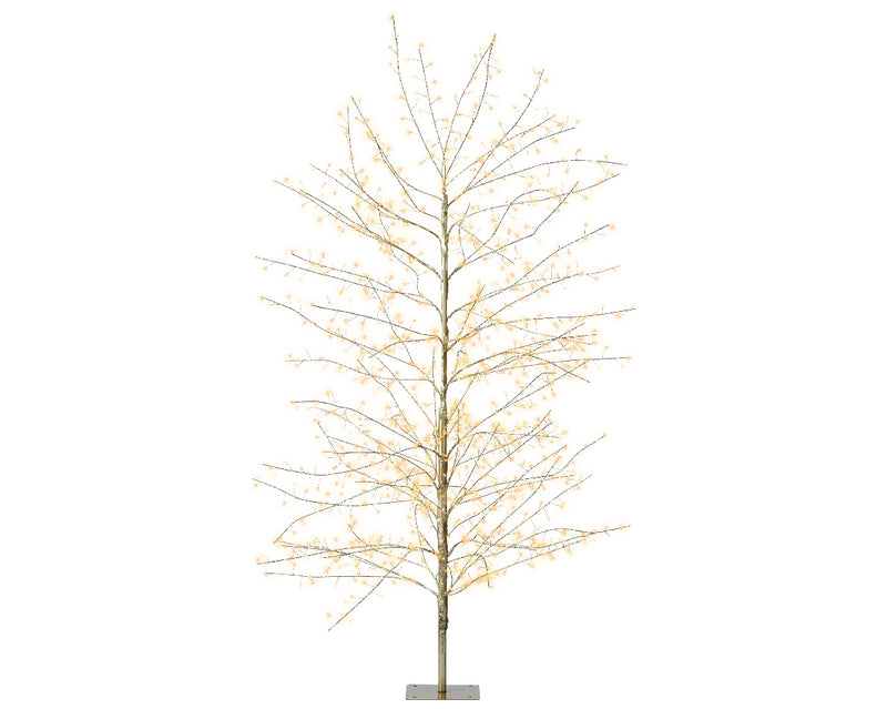 Lumineo Micro LED Outdoor Birch Tree with 1350 Classic Warm & Warm White micro lights (D70cm x H.150cm) Gold Stem