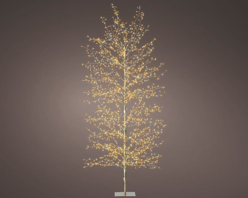 Lumineo Micro LED Outdoor Birch Tree with 1755 Classic Warm & Warm White micro lights (D80cm x H.180cm) Gold Stem