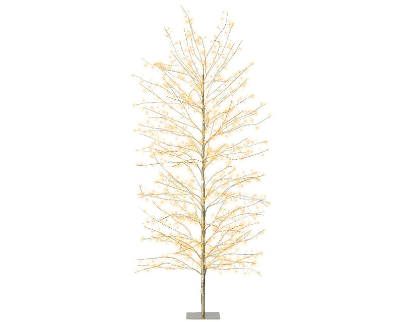 Lumineo Micro LED Outdoor Birch Tree with 1755 Classic Warm & Warm White micro lights (D80cm x H.180cm) Gold Stem