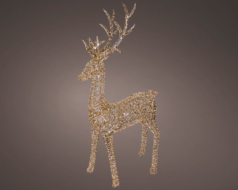 Lumineo Reindeer Standing Gold Finish With 5200 Warm White Lights 43 x 110 x 270cm