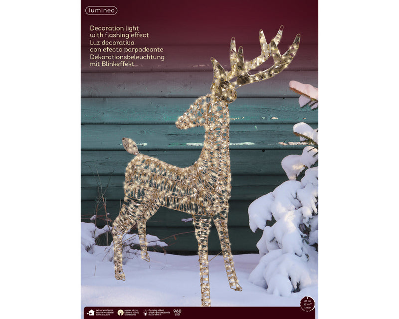LED Reindeer Frame Gold 130 cm