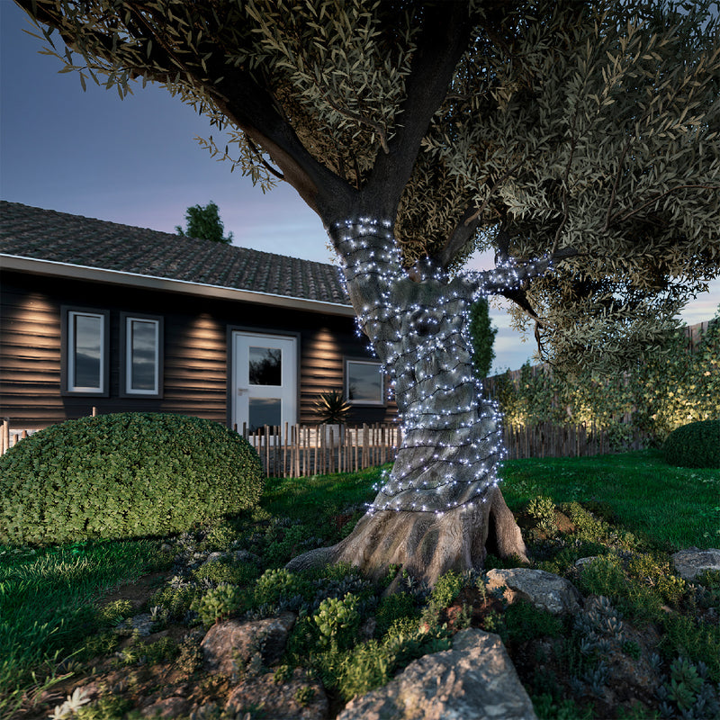 Lumineo Solar Powered 1000 Compact Twinkle Cool White LightsWith Black Cable 22.5m