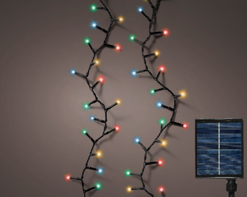 Lumineo Solar Powered 1000 Compact Twinkle Multi Coloured Lights Black Cable 22.5m