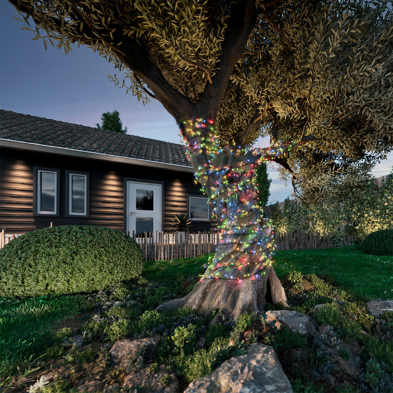 Lumineo Solar Powered 1000 Compact Twinkle Multi Coloured Lights Black Cable 22.5m