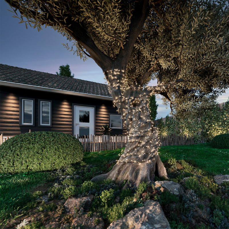 Lumineo Solar Powered 1000 Compact Twinkle Warm White Lights Black Cable 22.5m