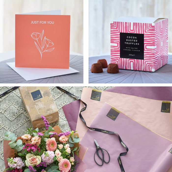 Mother's Day Luxury Pastels Bouquet Bundle With Chocolates and Card