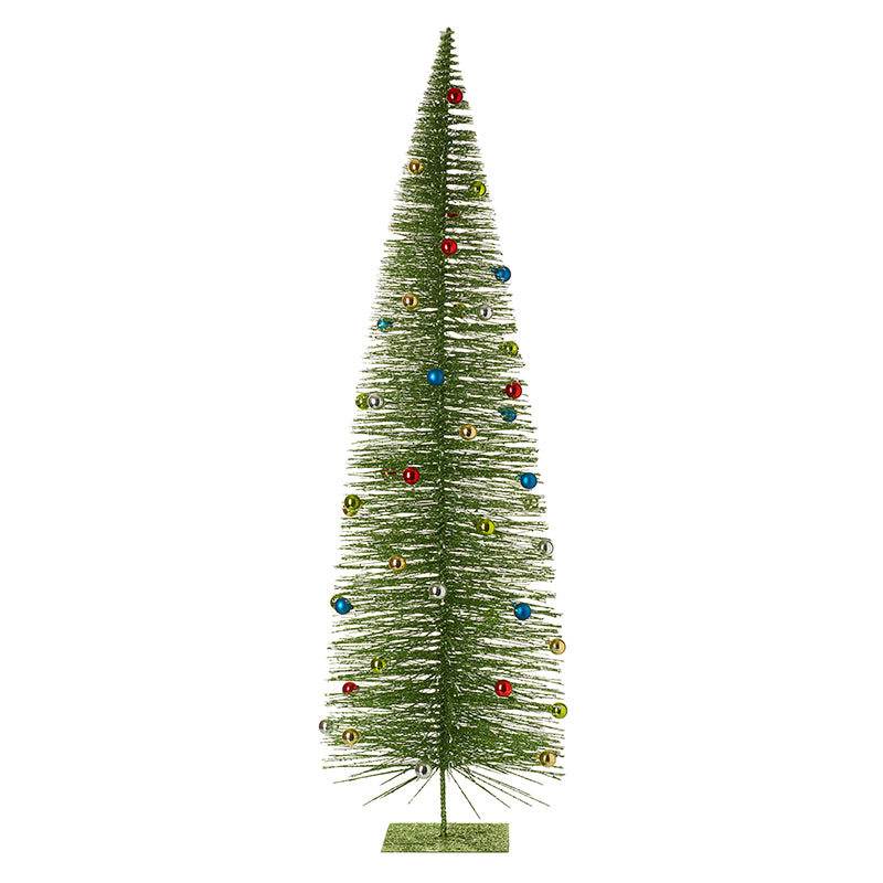 Christmas Forest Frosted Glittery Bristle Green Tree with Baubles 120cm x 35cm
