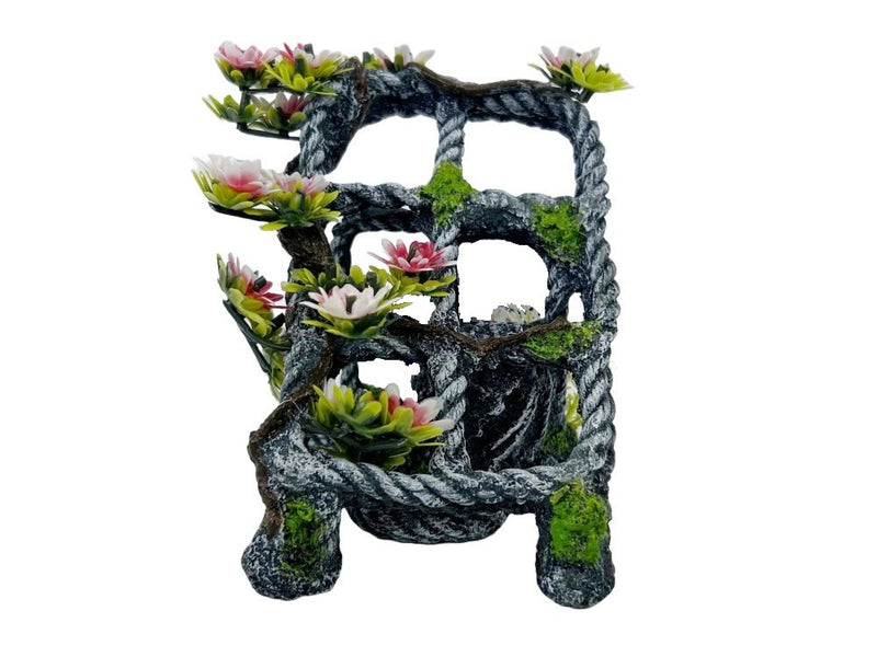 Aquatic Ornament Mangled Rope with Plants 5"