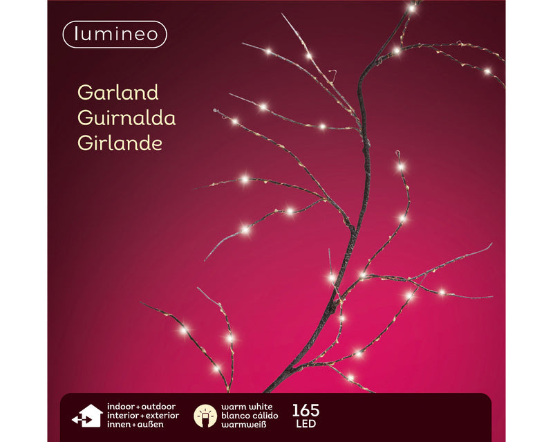 Micro LED Christmas garland with warm white lights display view