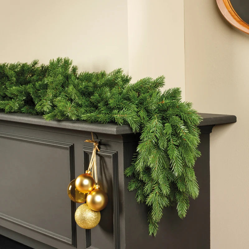 Myrkdalen green Christmas garland styled across a mantel