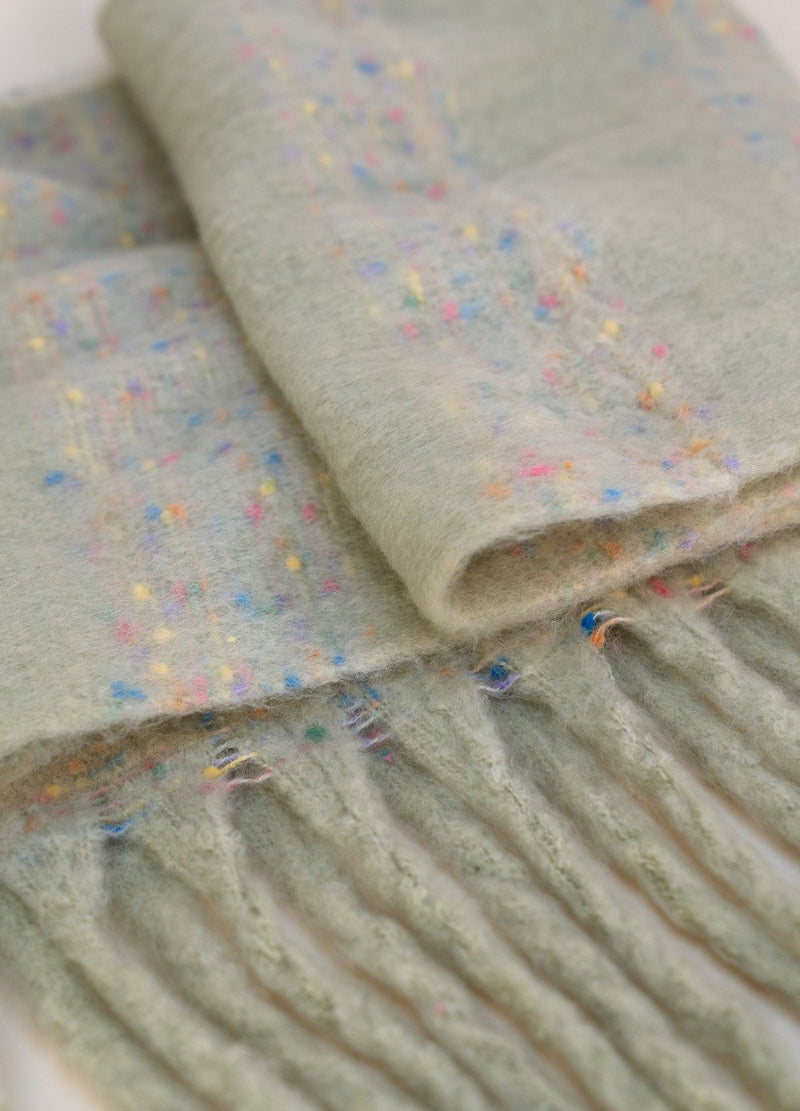 Nancy Cosy Scarf - Soft Green by Powder close-up print and fabric detail