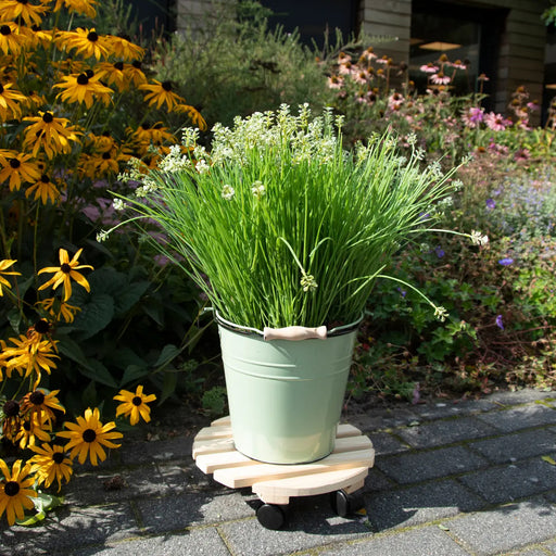 Esschert Grey Round Outdoor Plant Trolley – Large