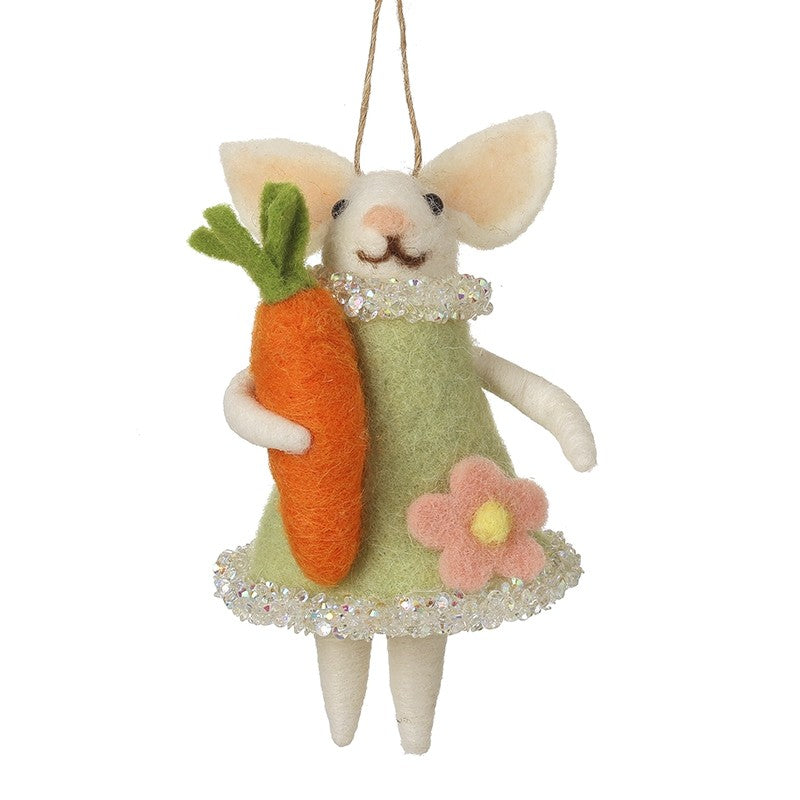 Felt Mouse Holding Carrot