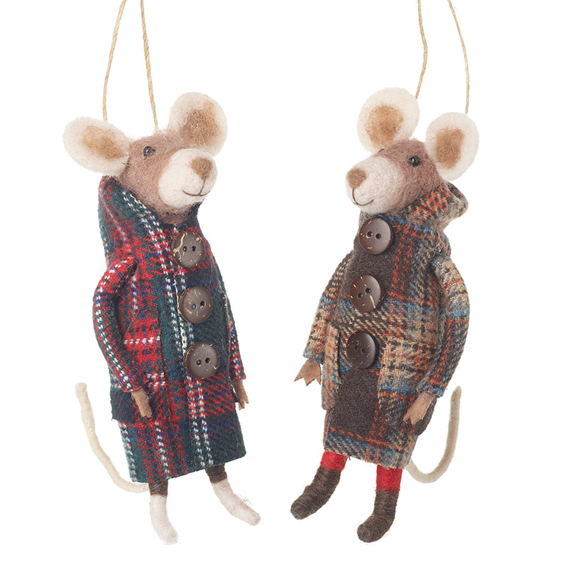 Felt Christmas mice in tartan coats, assorted – Heaven Sends