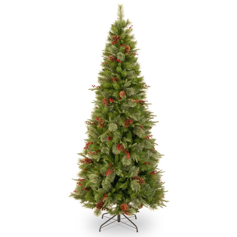 6ft Colonial Slim artificial Christmas tree with berries and pine cones